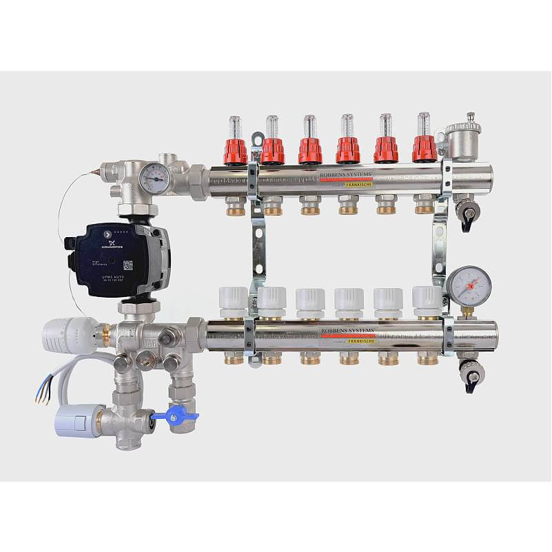 12 loop Assembled Singlezone Manifold for Boilers ( Nickel plated Brass - Pre mounted )
