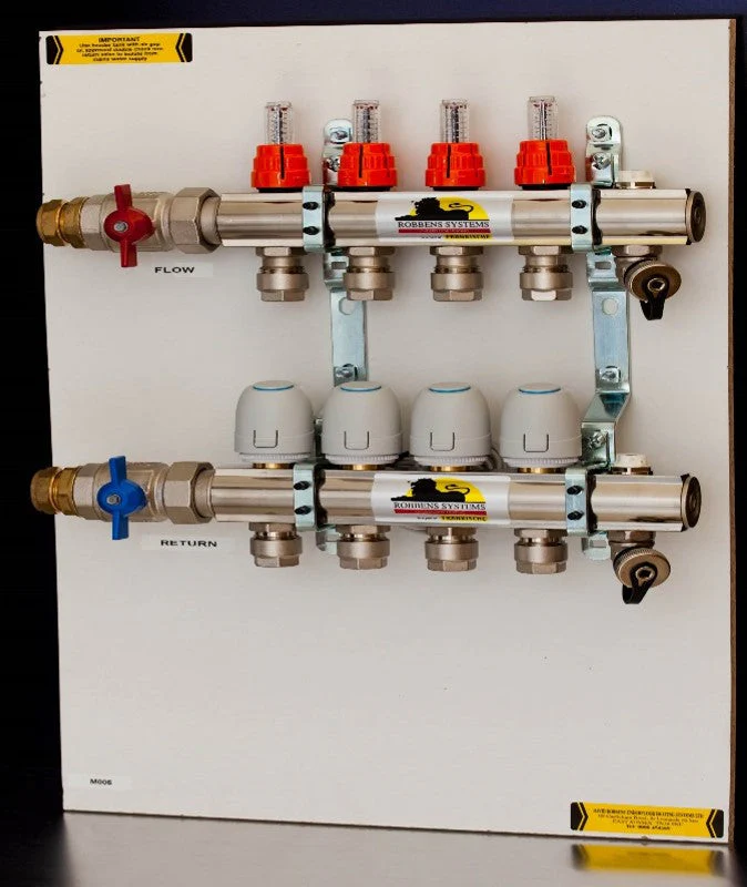 17 loop Assembled Multizone Manifold for Radiators ( Nickel plated Brass - Pre mounted )