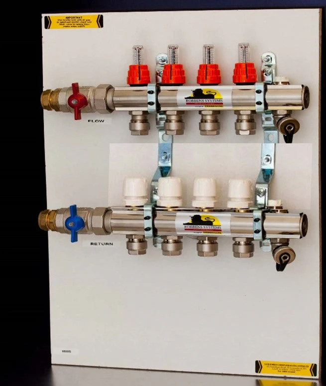 4 loop Assembled Singlezone Manifold for Radiators ( Nickel plated Brass - Pre mounted )
