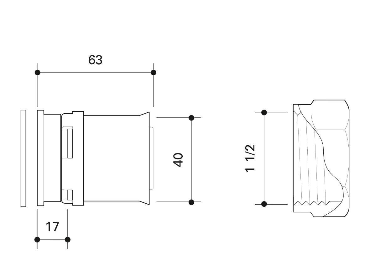 Alpex L female flat sealing coupling  40mm,  50mm,  63mm,  75mm - 1½  Female Thread FT , 1¼  Female Thread FT , 2", 2" Female Thread FT , 2 3/8" - Image 3