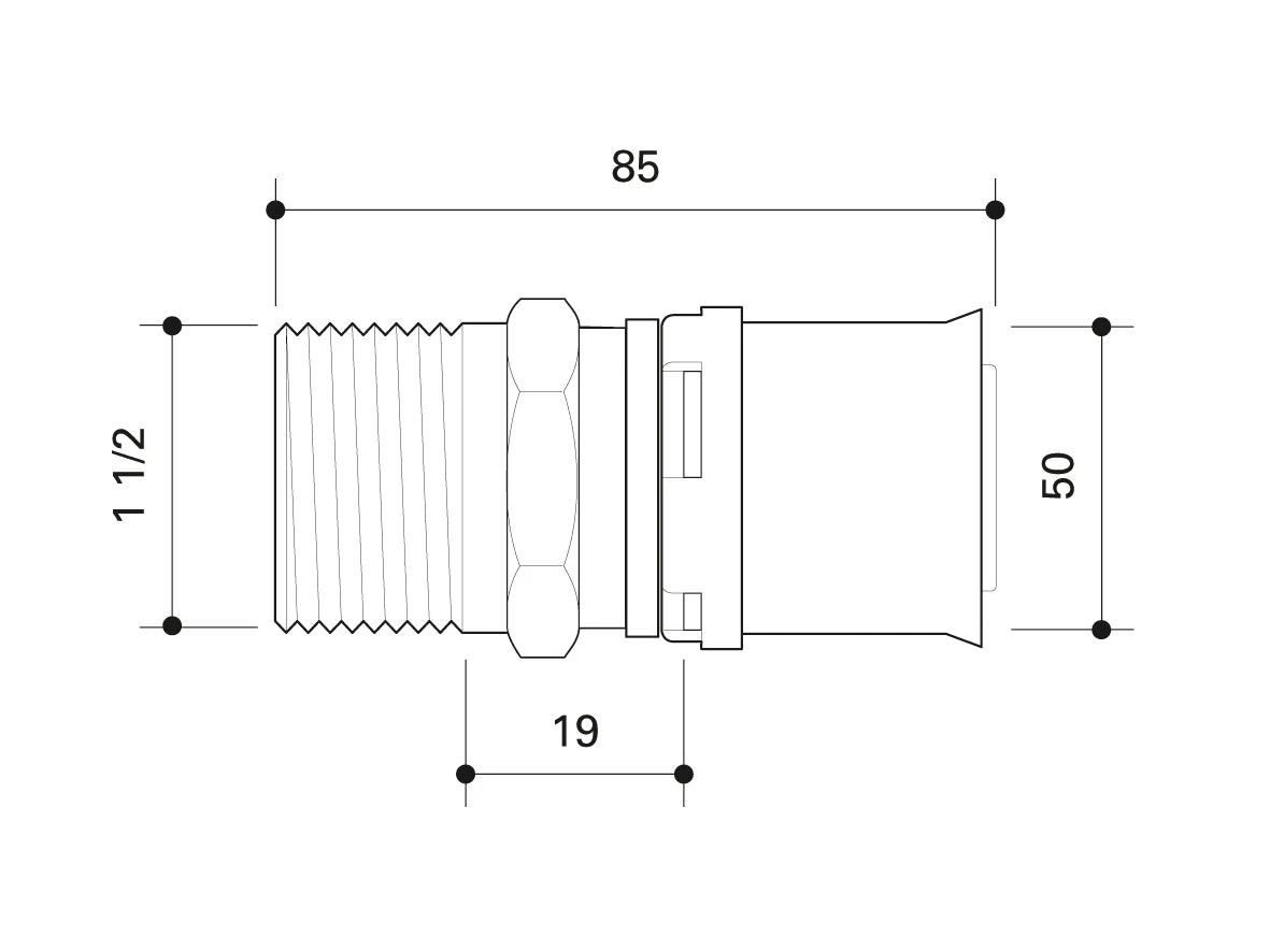 Alpex L male thread adaptor 40mm, 50mm, 63mm, 75mm - 1½ Male Thread MT, 1¼ Male Thread MT, 2" Male Thread MT, 2½ Male Thread MT - Image 10
