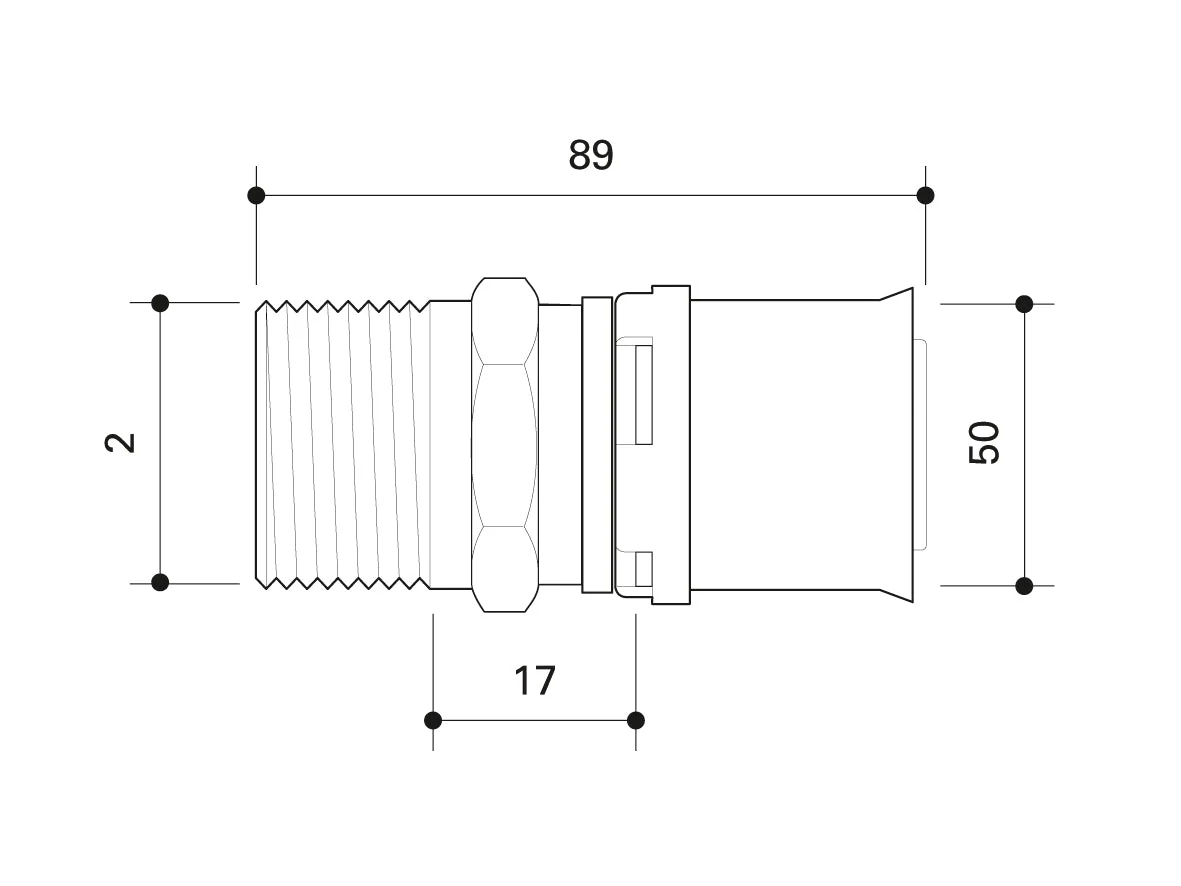 Alpex L male thread adaptor 40mm, 50mm, 63mm, 75mm - 1½ Male Thread MT, 1¼ Male Thread MT, 2" Male Thread MT, 2½ Male Thread MT - Image 13