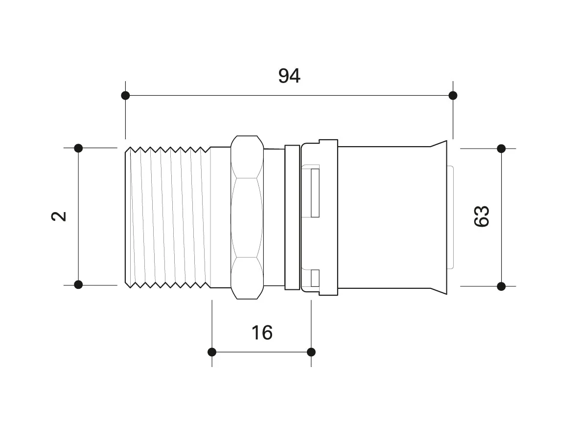 Alpex L male thread adaptor 40mm, 50mm, 63mm, 75mm - 1½ Male Thread MT, 1¼ Male Thread MT, 2" Male Thread MT, 2½ Male Thread MT - Image 16