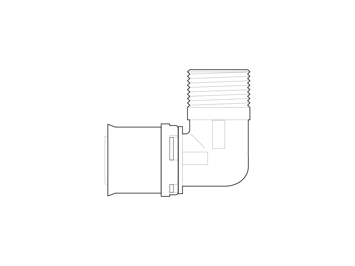 Alpex L male thread elbow 40mm, 50mm - 1½ Male Thread MT, 1¼ Male Thread MT Male Thread - Image 2