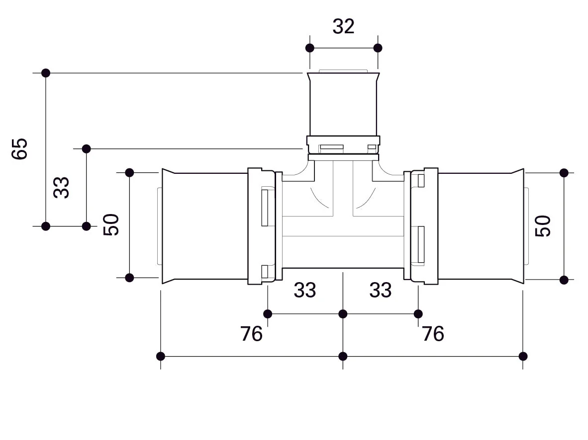 Alpex L PPSU T-piece 20mm, 32mm, 40mm, 50mm,  63mm,  75mm - Image 21