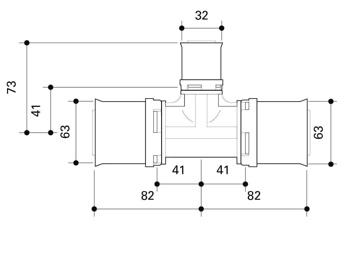 Alpex L PPSU T-piece 20mm, 32mm, 40mm, 50mm,  63mm,  75mm - Image 30