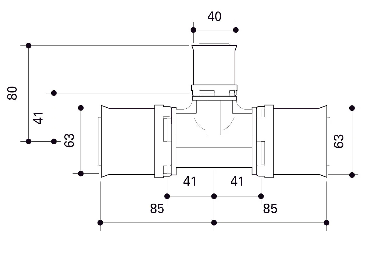 Alpex L PPSU T-piece 20mm, 32mm, 40mm, 50mm,  63mm,  75mm - Image 33