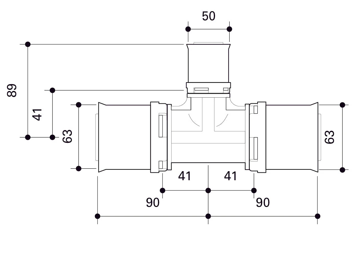 Alpex L PPSU T-piece 20mm, 32mm, 40mm, 50mm,  63mm,  75mm - Image 36