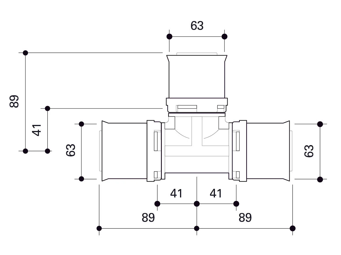Alpex L PPSU T-piece 20mm, 32mm, 40mm, 50mm,  63mm,  75mm - Image 39