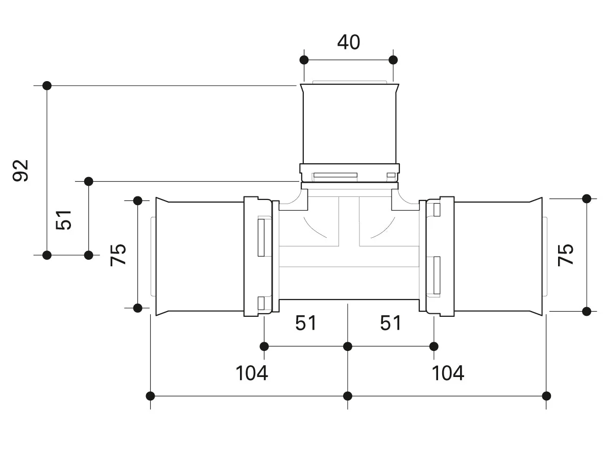 Alpex L PPSU T-piece 20mm, 32mm, 40mm, 50mm,  63mm,  75mm - Image 42