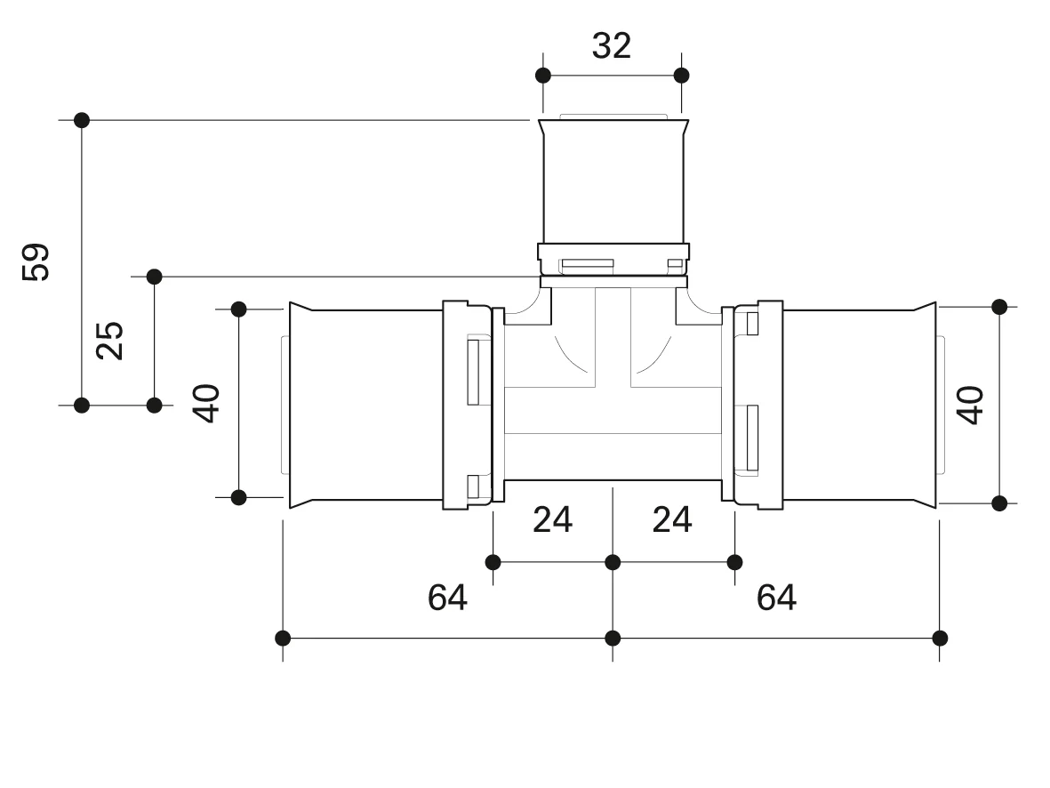 Alpex L PPSU T-piece 40mm - 32mm - 40mm - Image 3