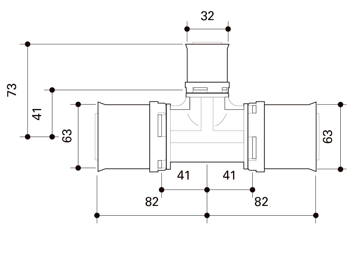 Alpex L PPSU T-piece 63mm - 32mm - 63mm - Image 3