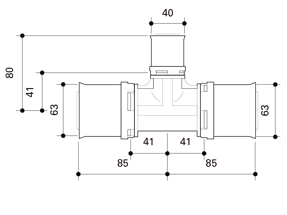 Alpex L PPSU T-piece 63mm - 40mm - 63mm - Image 3