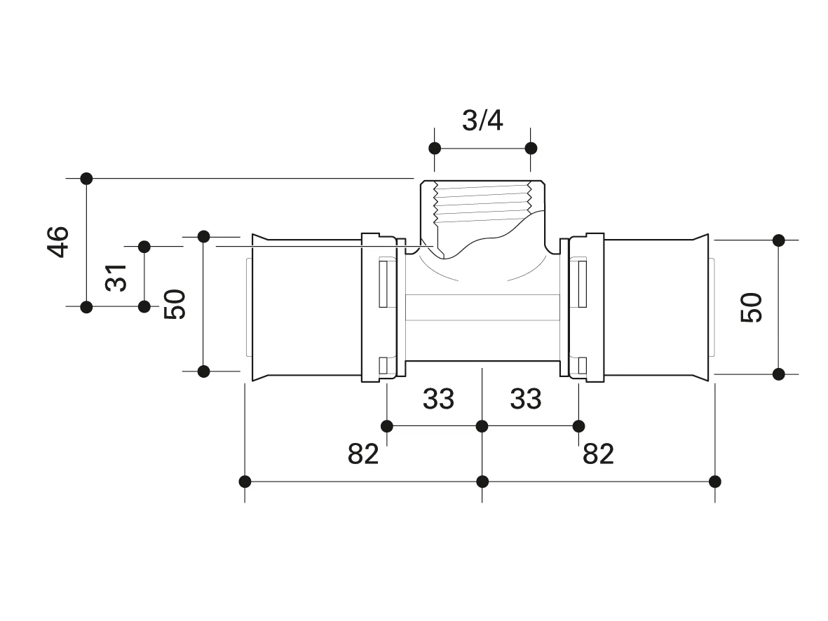 Alpex L T-adaptor 50mm -¾   Female Thread FT  - 50mm - Image 3