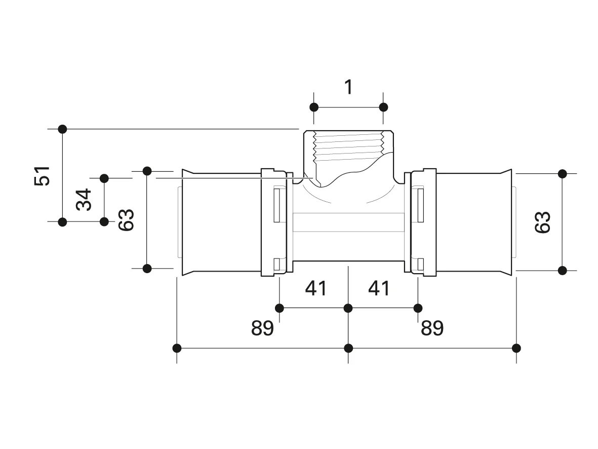 Alpex L T-adaptor 63mm - 1" Female Thread FT  - 63mm - Image 3