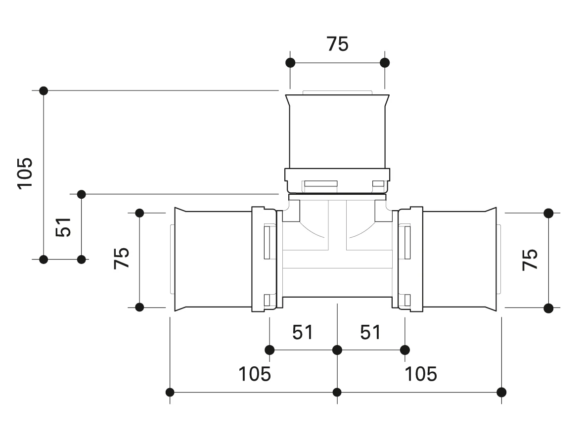 Alpex L T-piece 75mm - 75mm - 75mm - Image 3