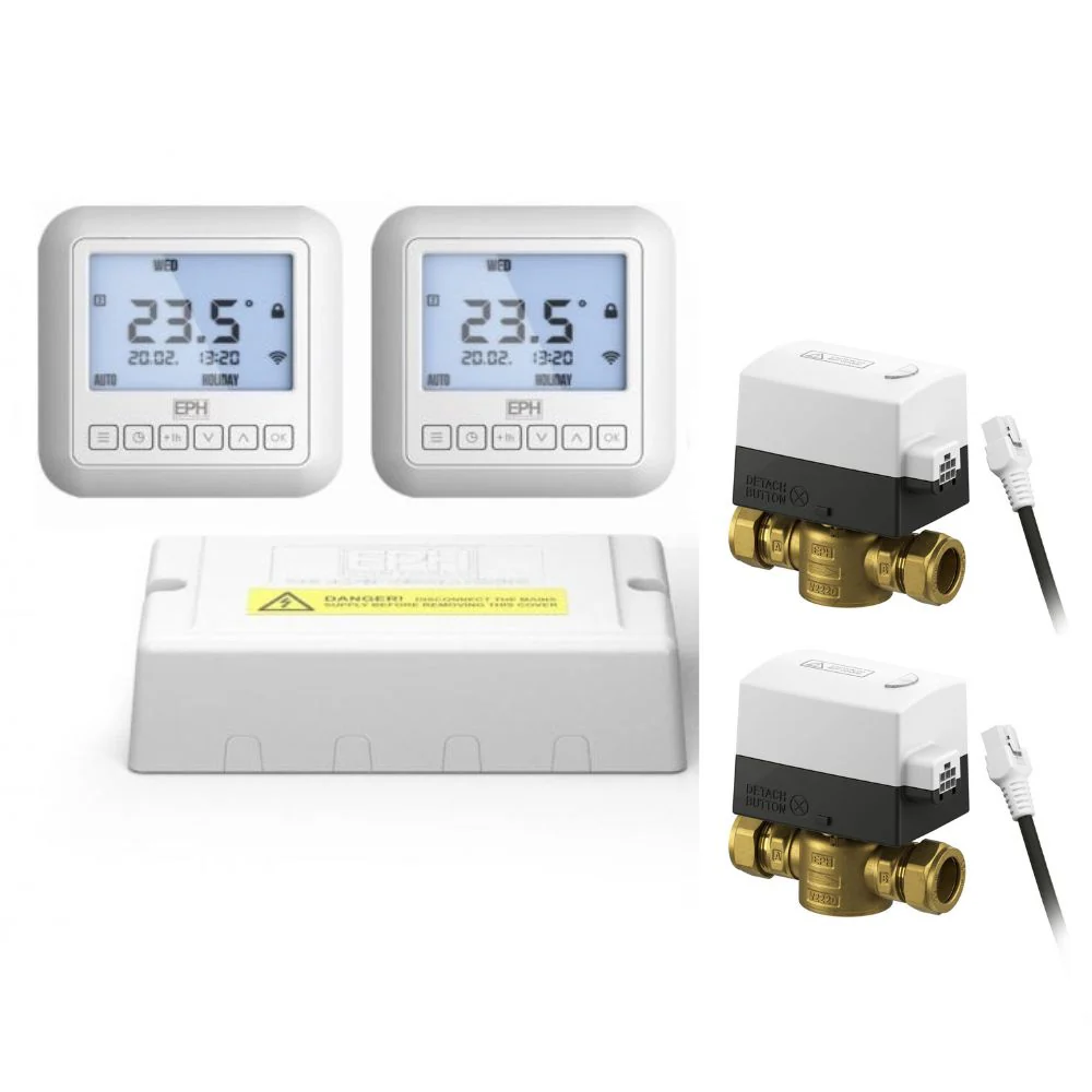 C00P-222101 - RDTP Recessed Programmable Room - Pack c/w 2 x V222P, 2 x RDTP & WC2 - 2 Zone Combi Zoning Control Packs