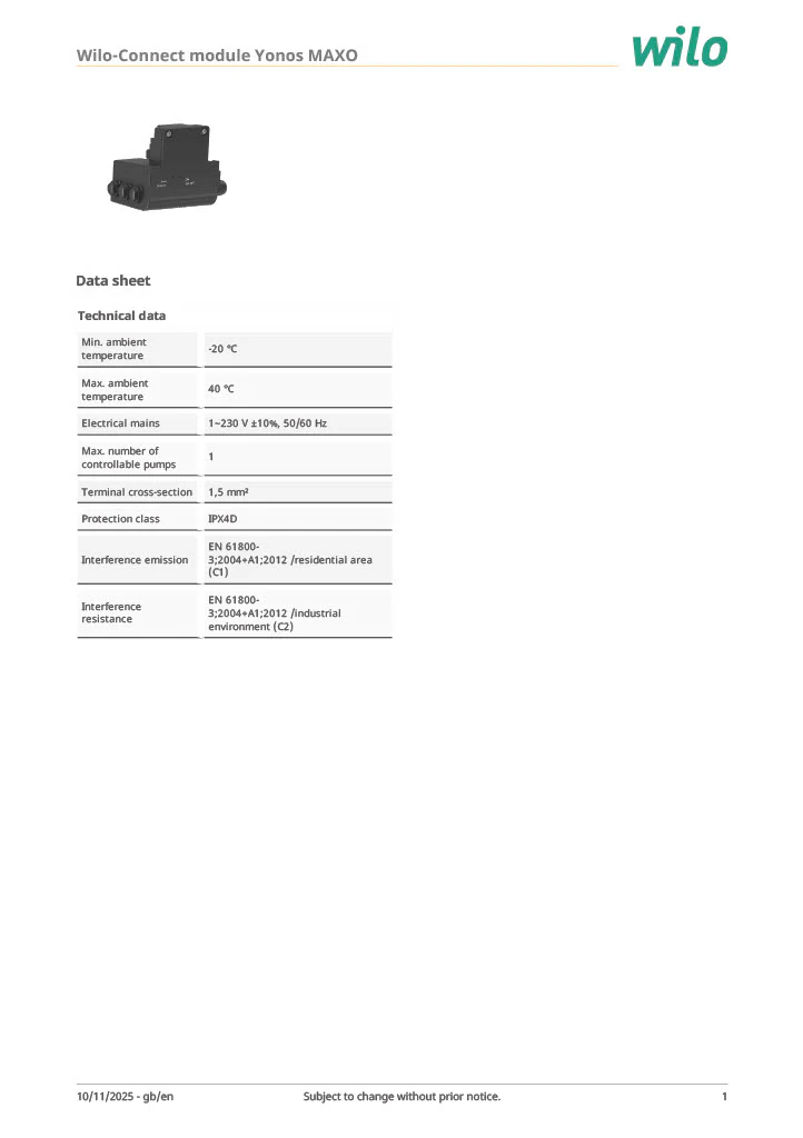 Wilo Connect Module Yonos MAXO - Image 2