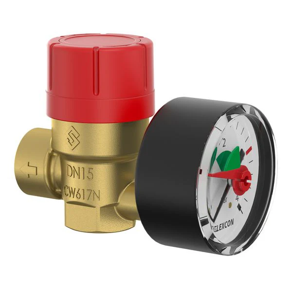 Flopressmano 1/2 x 1/2 - 3 Bar NF Safety Valve with Pressure Gauge