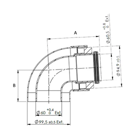 Viessmann Std 1m horizontal flue kit (Reduced height flue elbow) 60/100 mm - Image 3