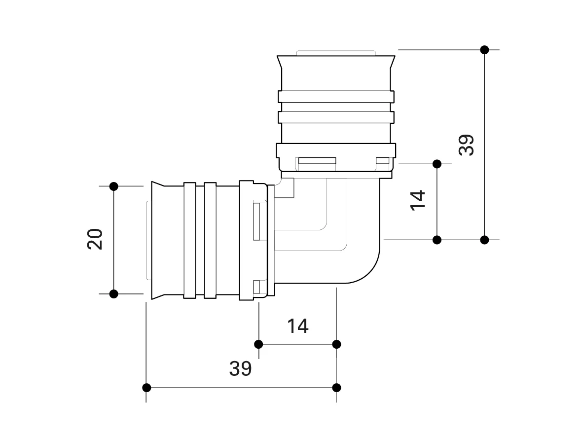 Fränkische Alpex-Duo XS Elbow 90 Degrees PPSU 20-20 - Image 3
