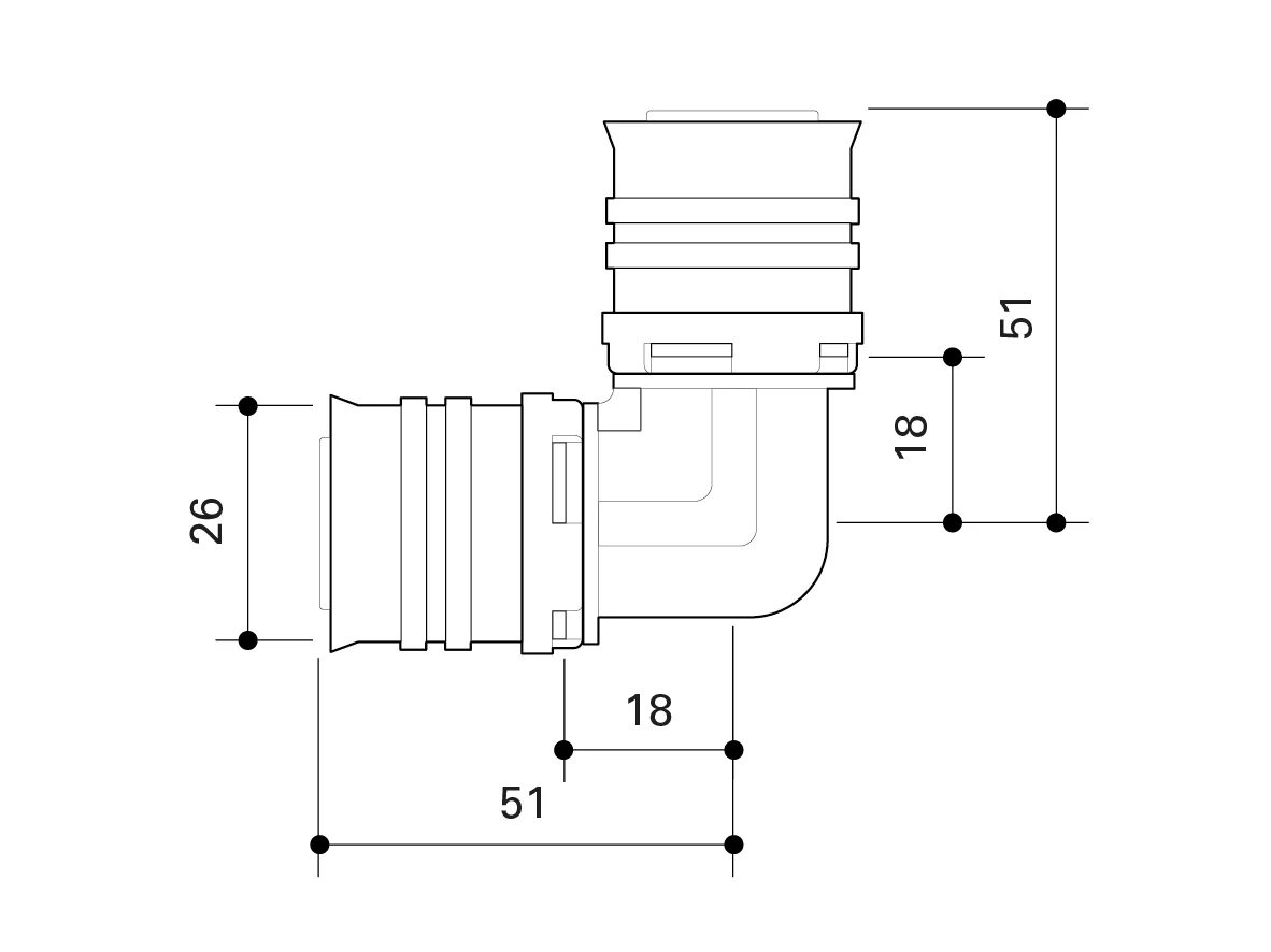 Fränkische Alpex-Duo XS Elbow 90 Degrees PPSU 26-26 - Image 3