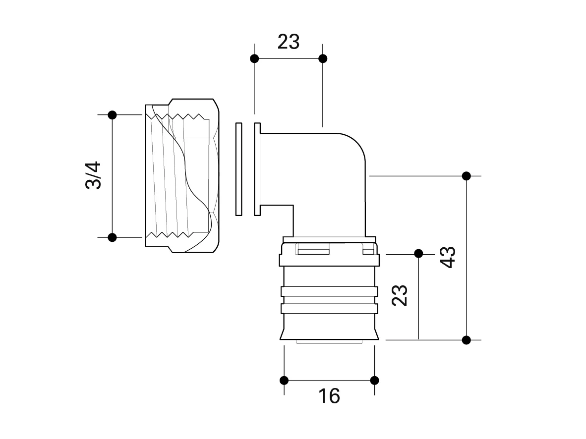 Fränkische Alpex-Duo XS Elbow Transition Coupling Flat-Sealing 16-G3/4 - Image 3