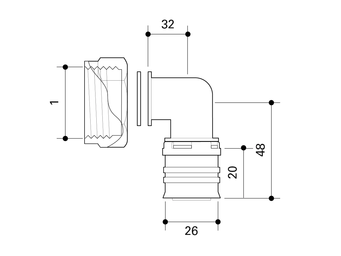 Fränkische Alpex-Duo XS Elbow Transition Coupling Flat-Sealing 26-G1 - Image 3