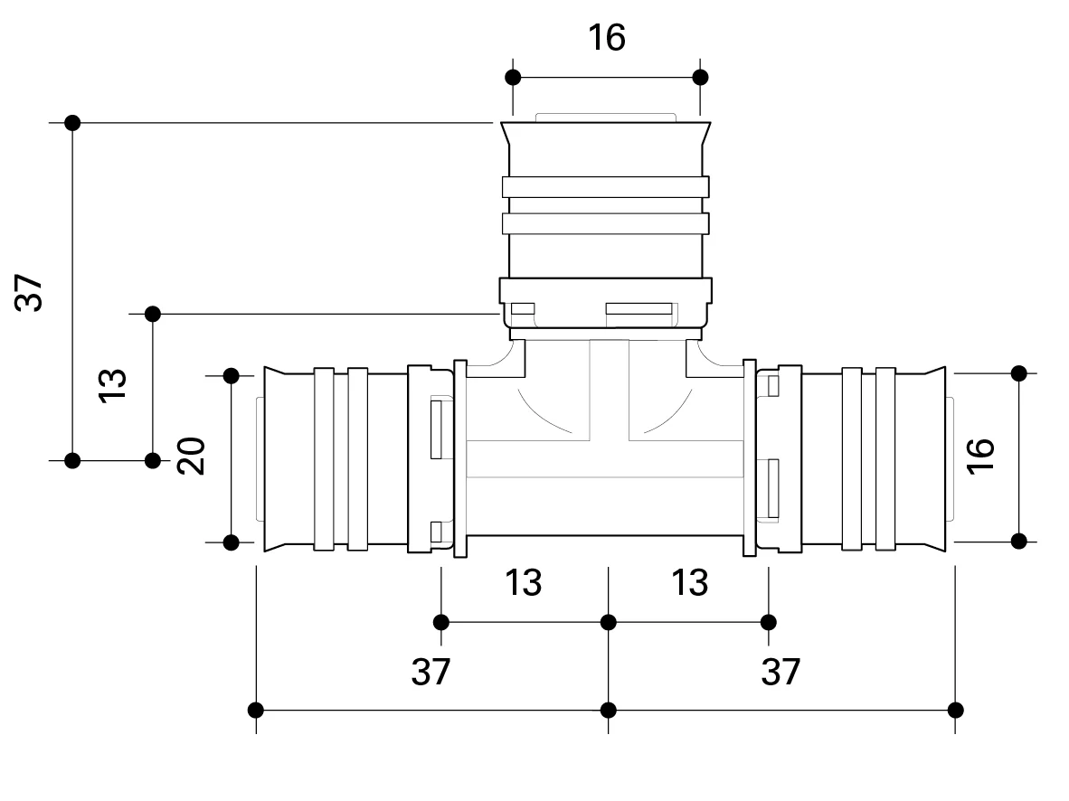 Fränkische Alpex-Duo XS Reducing Tee PPSU 20-16-16 - Image 3