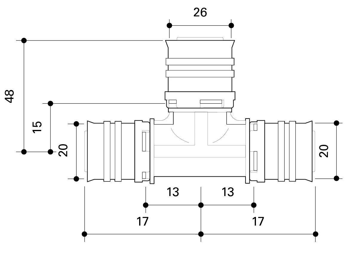 Fränkische Alpex-Duo XS Reducing Tee PPSU 20-26-20 - Image 3