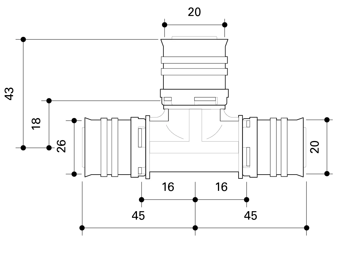 Fränkische Alpex-Duo XS Reducing Tee PPSU 26-20-20 - Image 3