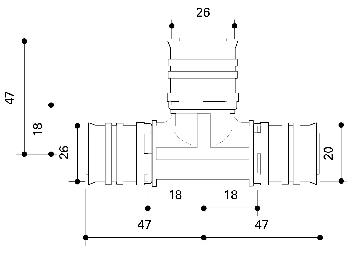 Fränkische Alpex-Duo XS Reducing Tee PPSU 26-26-20 - Image 3