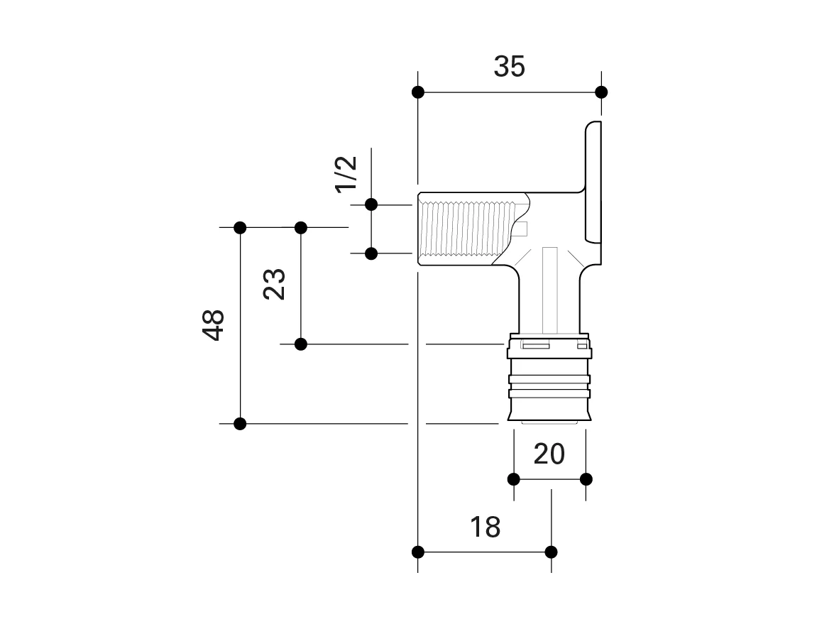 Fränkische Alpex-Duo XS Wall Mount Elbow 35 mm 20-Rp1/2 - Image 3
