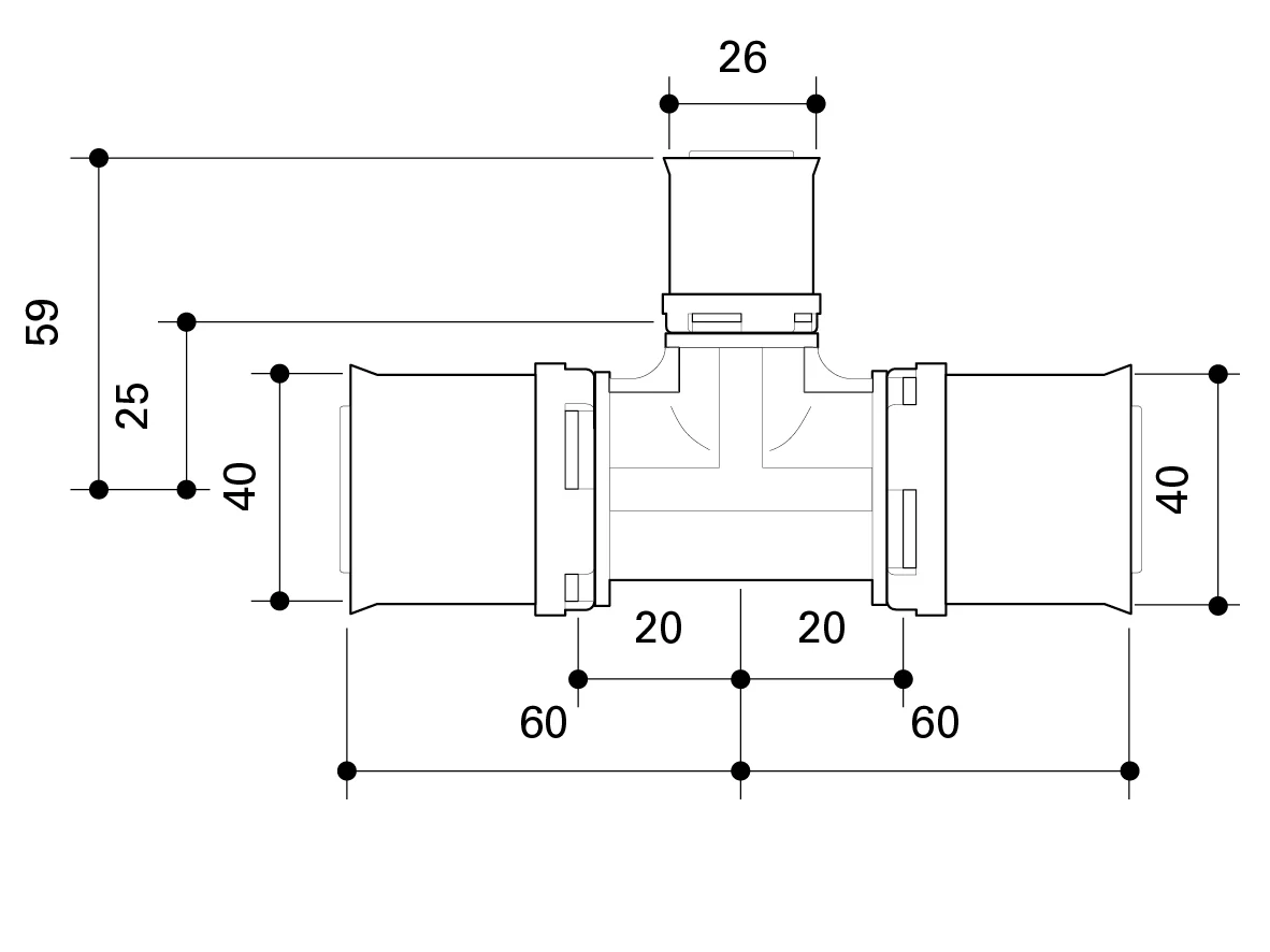 Fränkische Alpex L Reducing Tee PPSU Duo XS 40-26-40 - Image 3