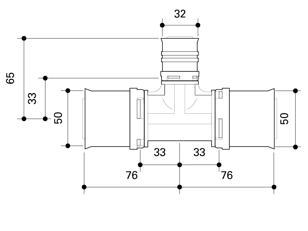 Fränkische Alpex L Reducing Tee PPSU Duo XS 50-32-50 - Image 3