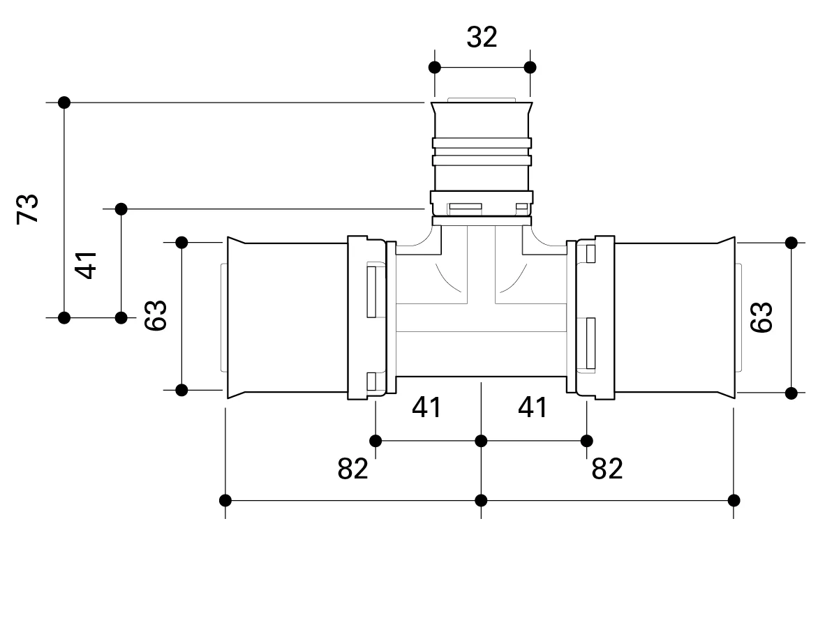 Fränkische Alpex L Reducing Tee PPSU Duo XS 63-32-63 - Image 3