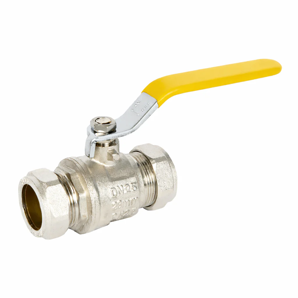 Full Bore Brass Ball Valve. Compression Ends. WRAS & EN331. Blue, Red & Yellow. 15mm - 54mm. - Image 3