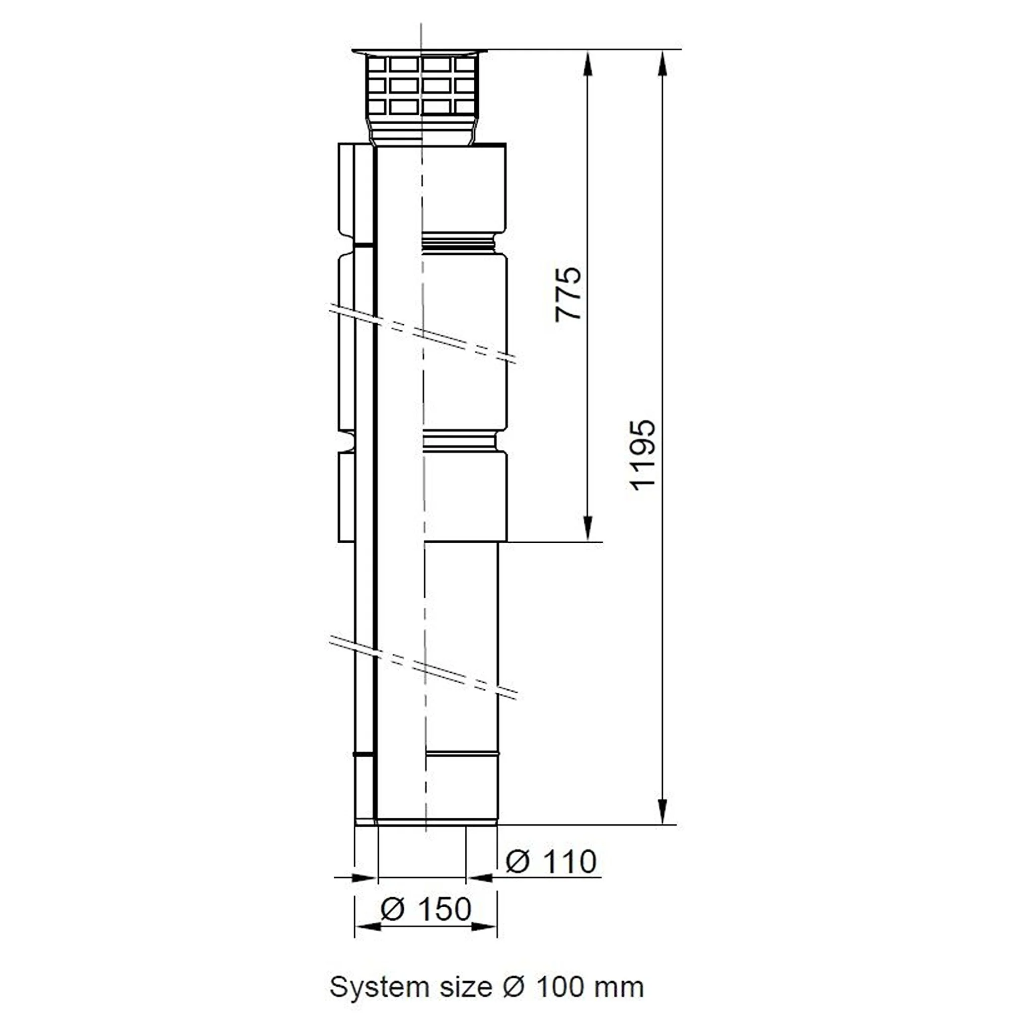Viessmann Vertical terminal 80/150kW 110/150 mm