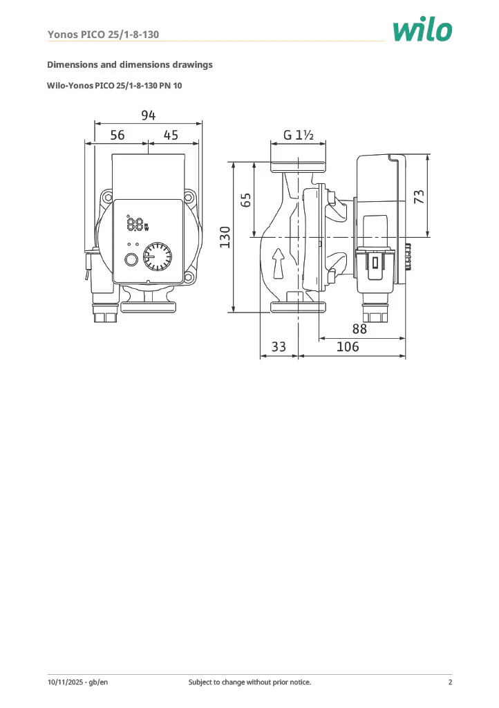 Wilo Yonos PICO 25/1 to 8 (130mm) - Image 3