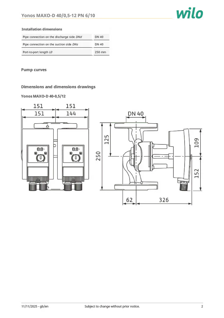 Wilo Yonos MAXO-D 40/0,5-12 PN6/10 - Image 3